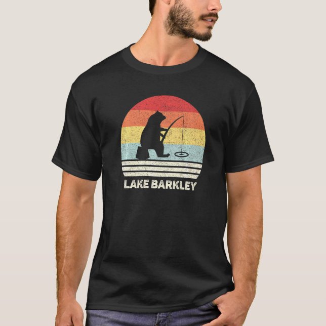 Retro Lake Barkley Kentucky Bear Fishing For Fishe T-Shirt (Front)