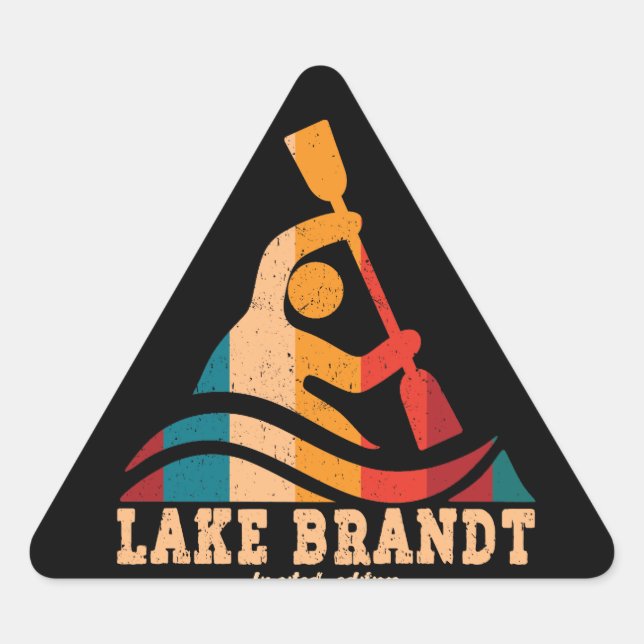 Retro Lake Brant Kayaking Triangle Sticker (Front)
