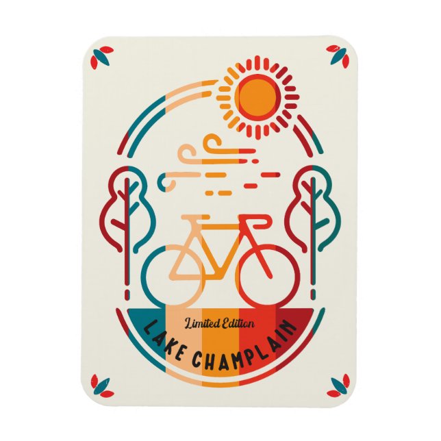 Retro Lake Champlain Bike Trail Magnet (Vertical)