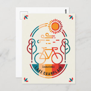 Retro Lake Champlain Bike Trail Postcard