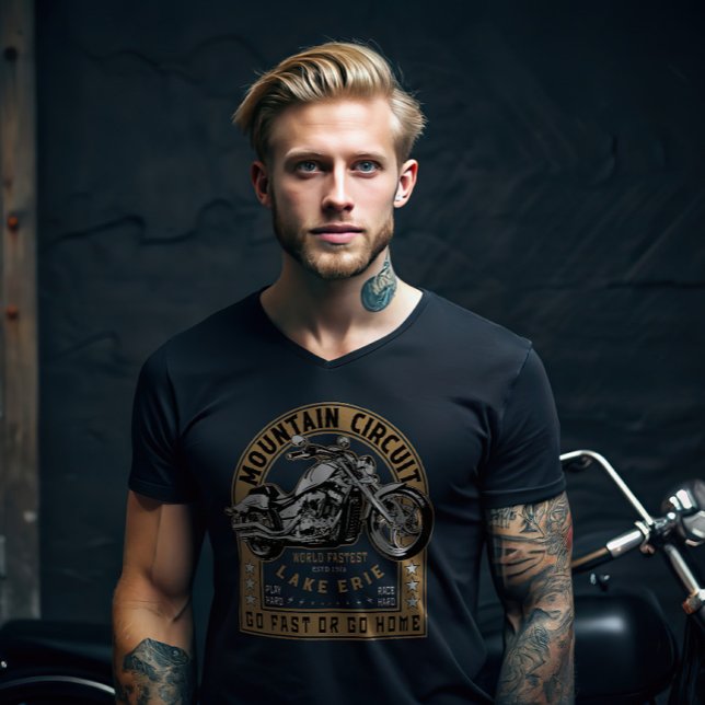 Retro Lake Erie Motorcycle T-Shirt (Creator Uploaded)