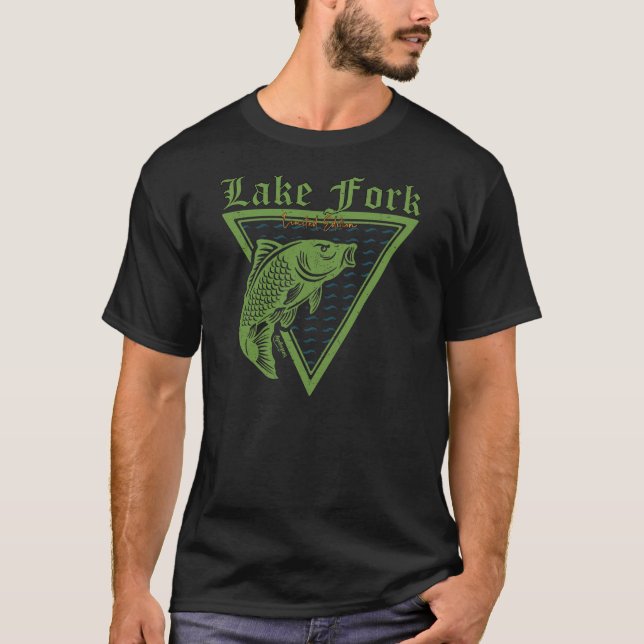Retro Lake Fork Fishing T-Shirt (Front)