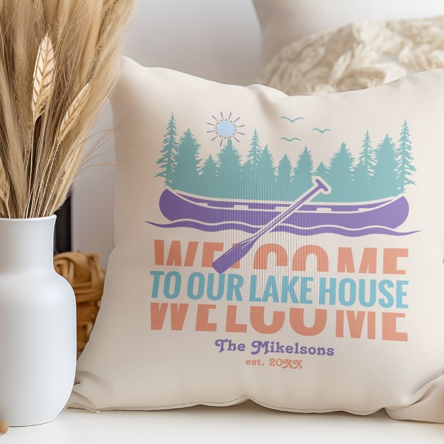 Retro Lake House Family Name Cushion (Creator Uploaded)