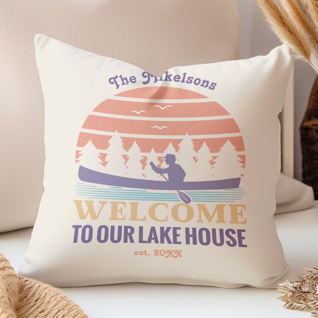 Retro Lake House Family Name Cushion (Creator Uploaded)