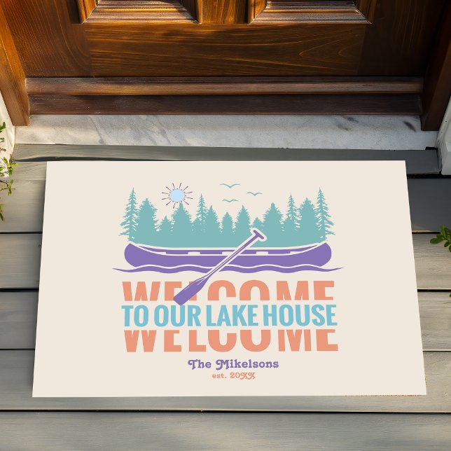 Retro Lake House Family Name Doormat (Creator Uploaded)