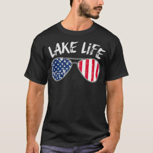 Retro Lake Life 4th of July Summer Sunglasses T-Shirt