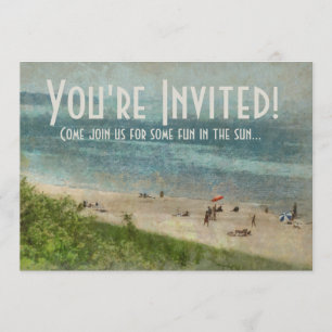 Retro Lake Michigan Beach Party Invitation