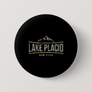 Retro Lake Placid New York Vintage Mountain Skiing 6 Cm Round Badge