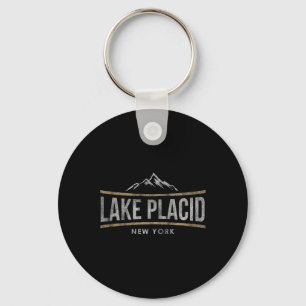 Retro Lake Placid New York Vintage Mountain Skiing Key Ring