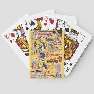 Retro Lake Sunapee NH Playing Cards