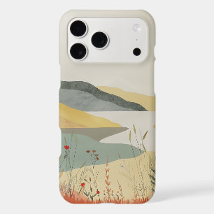 Retro Lakeside Sunset Terracotta Sage Landscape