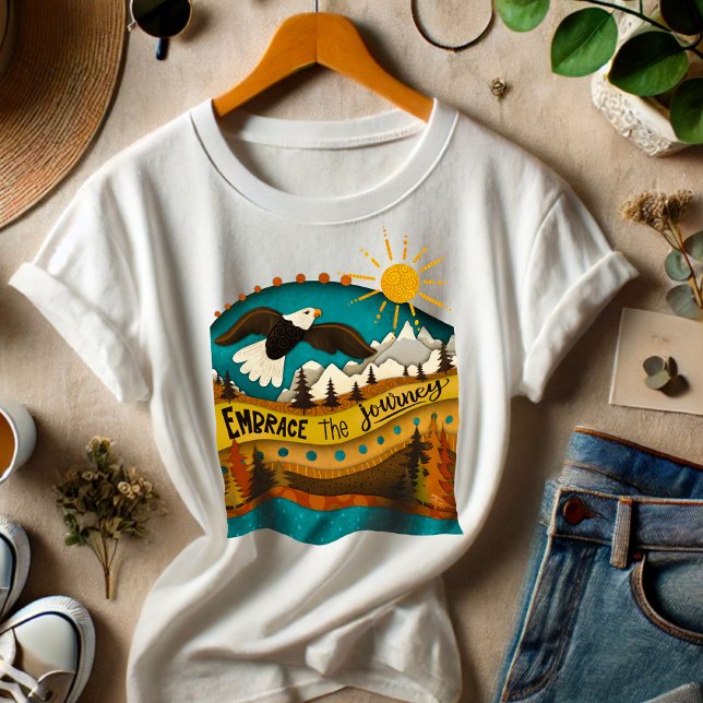 Retro Landscape Journey Quote Eagle Colourful  T-Shirt (Creator Uploaded)