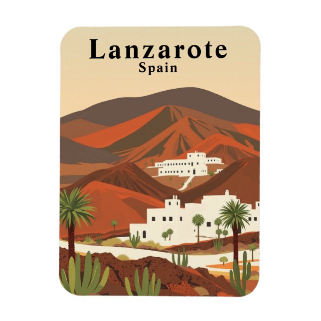 Retro Lanzarote Spain Travel Souvenir Magnet (Vertical)
