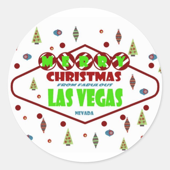 Retro Las Vegas Christma Sticker (Front)