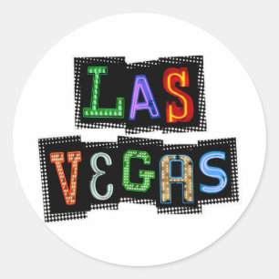 Retro Las Vegas Neon Classic Round Sticker