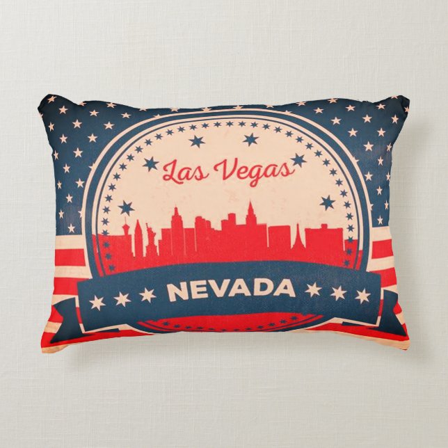 Retro Las Vegas Nevada Skyline Decorative Cushion (Front)