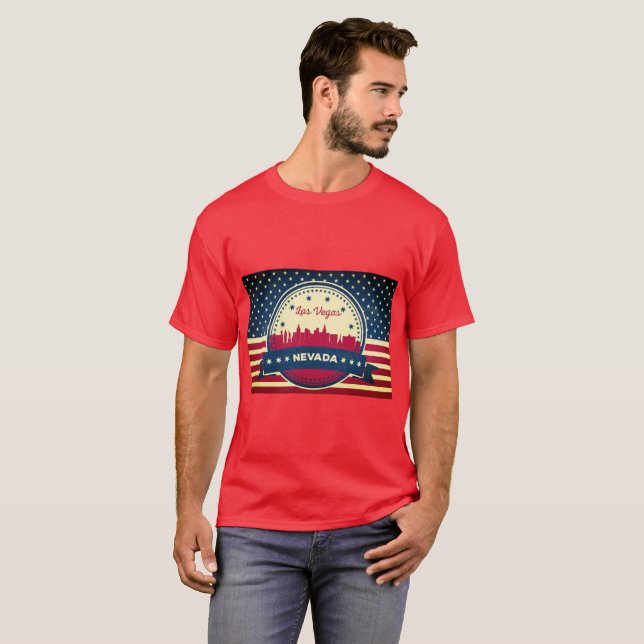 Retro Las Vegas Nevada Skyline T-Shirt (Front Full)