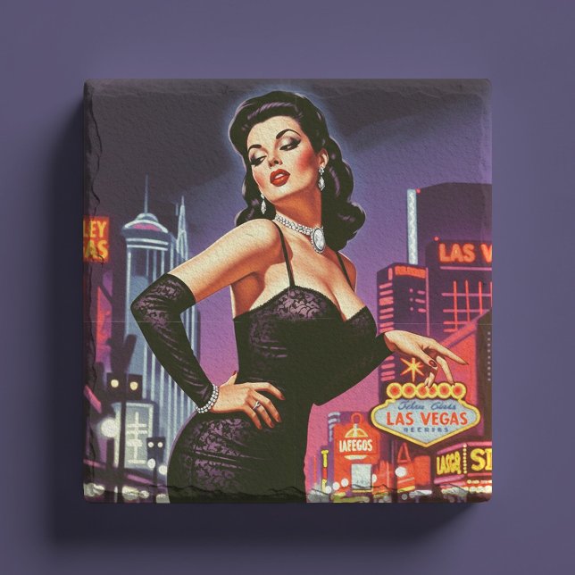 Retro Las Vegas Pin-up Stone Coaster (Creator Uploaded)