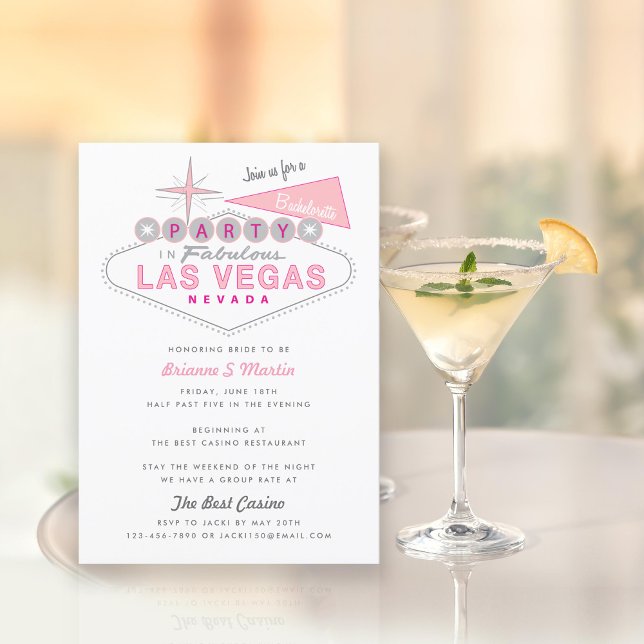 Retro Las Vegas Sign Bachelorette Party Invitation (Creator Uploaded)