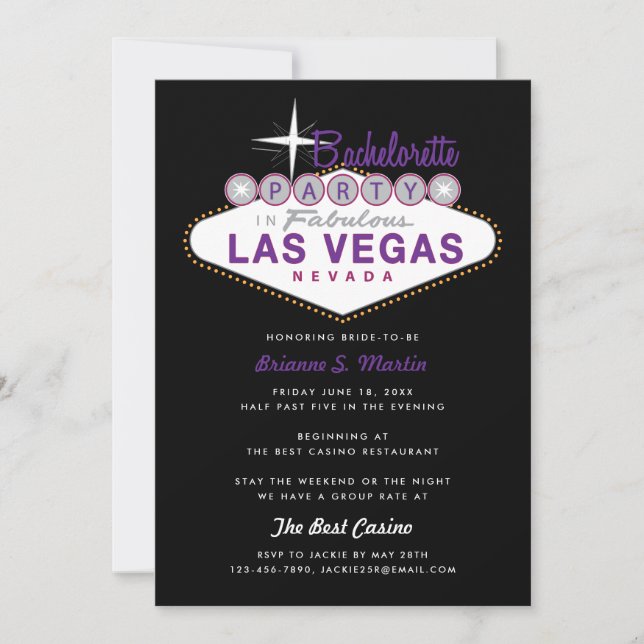 Retro Las Vegas Sign Bachelorette Party Invitation (Front)