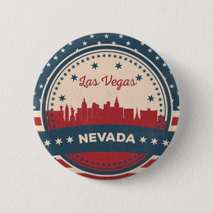 Retro Las Vegas Skyline 6 Cm Round Badge