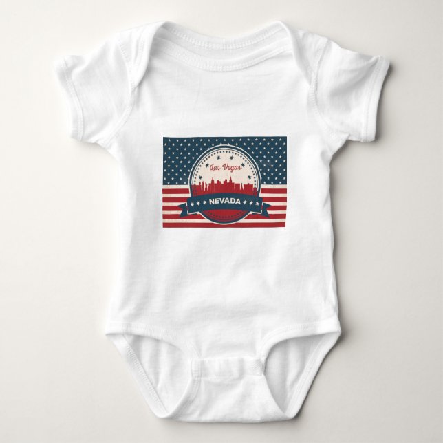Retro Las Vegas Skyline Baby Bodysuit (Front)
