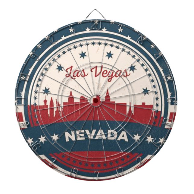 Retro Las Vegas Skyline Dartboard (Front)