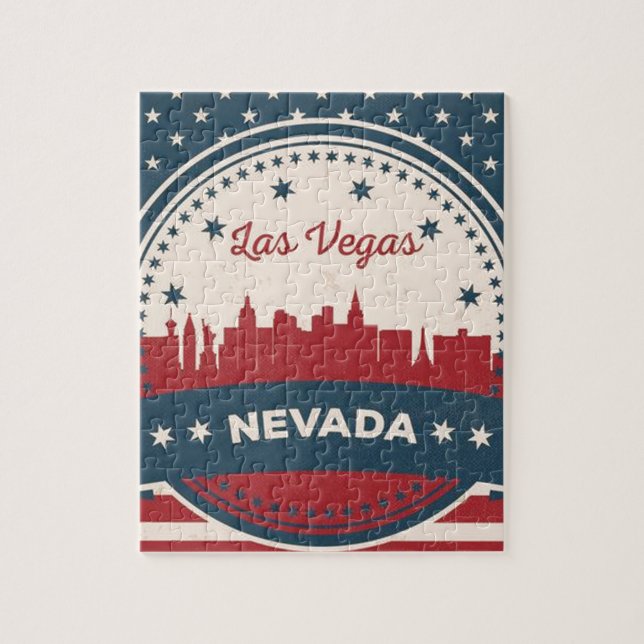Retro Las Vegas Skyline Jigsaw Puzzle (Vertical)