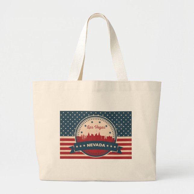 Retro Las Vegas Skyline Large Tote Bag (Front)