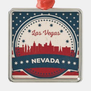 Retro Las Vegas Skyline Metal Tree Decoration