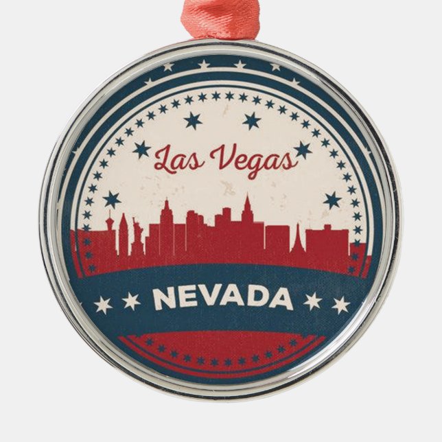 Retro Las Vegas Skyline Metal Tree Decoration (Front)