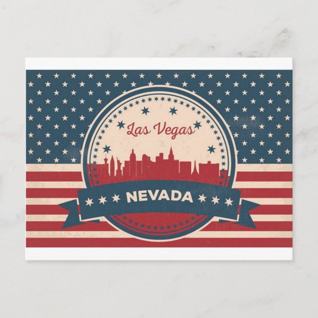 Retro Las Vegas Skyline Postcard (Front)