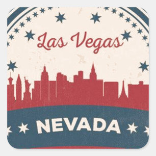 Retro Las Vegas Skyline Square Sticker