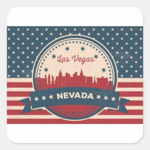 Retro Las Vegas Skyline Square Sticker