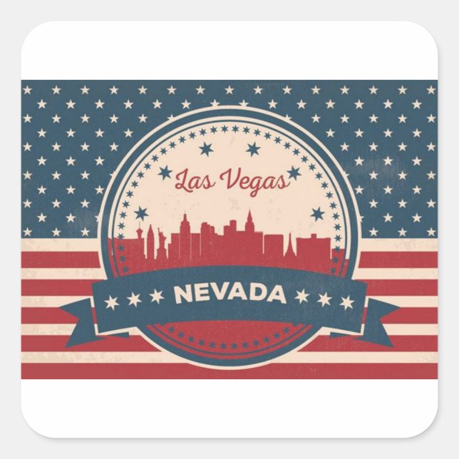 Retro Las Vegas Skyline Square Sticker (Front)