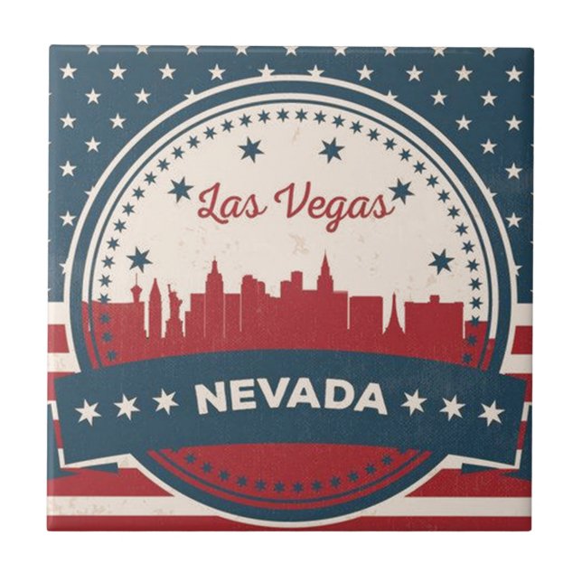 Retro Las Vegas Skyline Tile (Front)