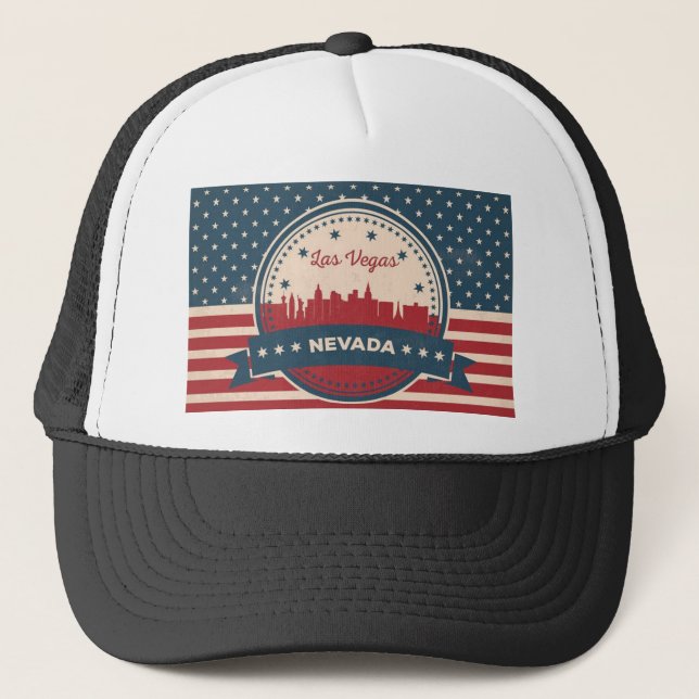 Retro Las Vegas Skyline Trucker Hat (Front)