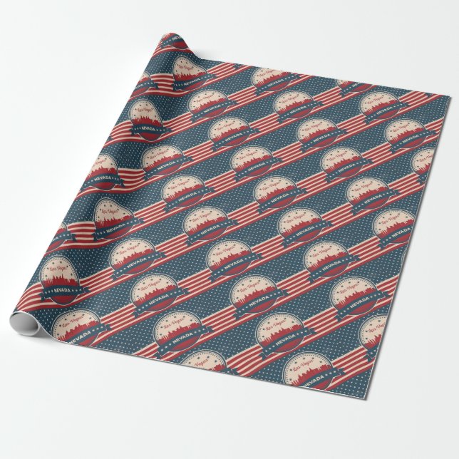 Retro Las Vegas Skyline Wrapping Paper (Unrolled)