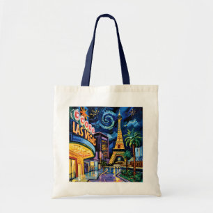 Retro Las Vegas Van Gogh Style Casino Night City Tote Bag