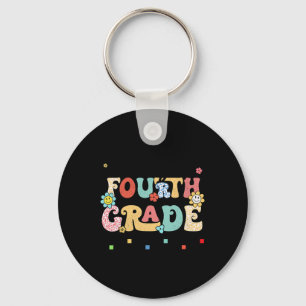 Retro Last Day Of Fourth Grade Kids Senior 2024 Gr Key Ring