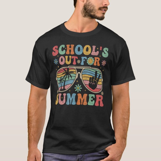 Retro Last Day of School s Out For Summer Teacher  T-Shirt (Front)