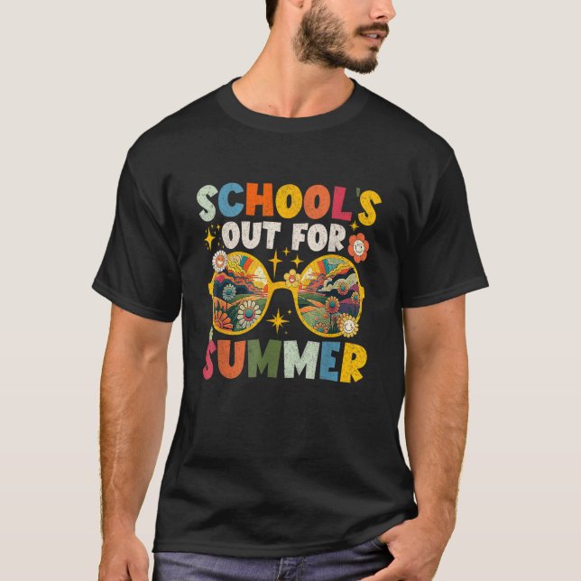 Retro Last Day Of School s Out For Summer Teacher  T-Shirt (Front)