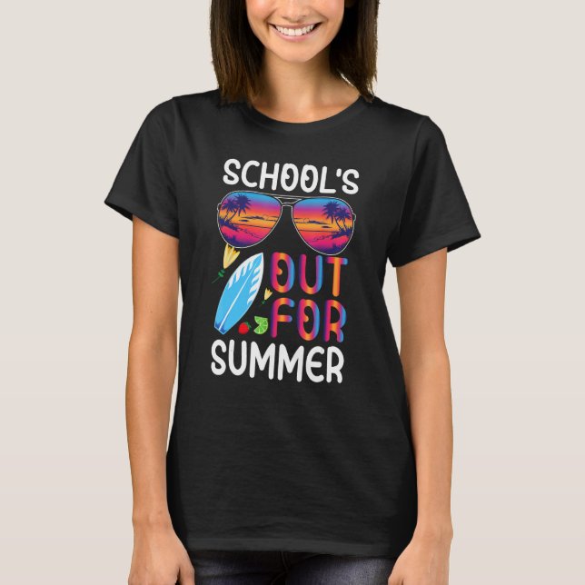 Retro Last Day of School s Out For Summer Teacher  T-Shirt (Front)