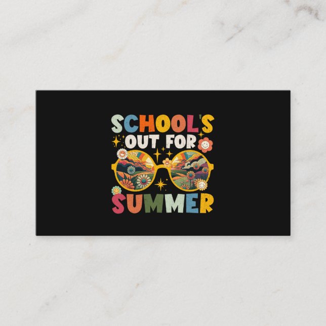 Retro Last Day of School's Out For Summer Teacher  Business Card (Front)
