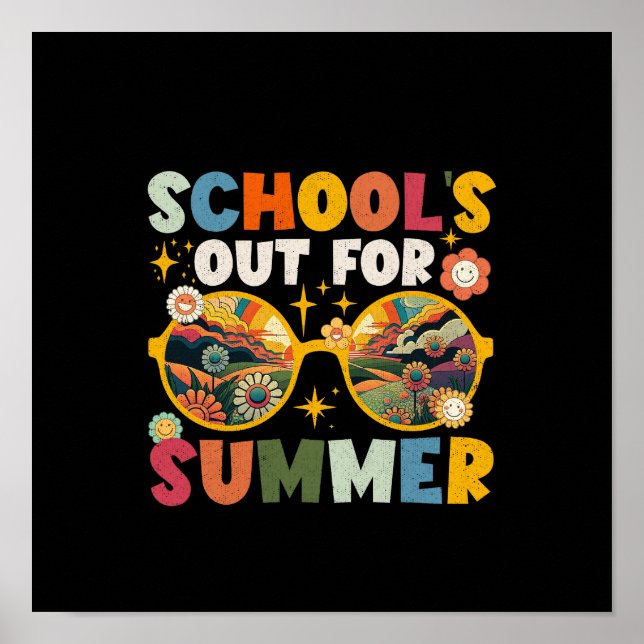 Retro Last Day of School's Out For Summer Teacher  Poster (Front)