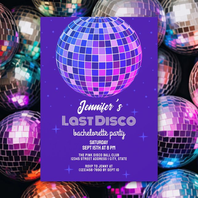 Retro Last Disco 70s Glitz and Glam Bachelorette Invitation (Creator Uploaded)
