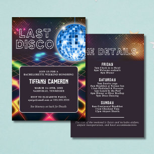 Retro Last Disco Bachelorette Weekend Invitation