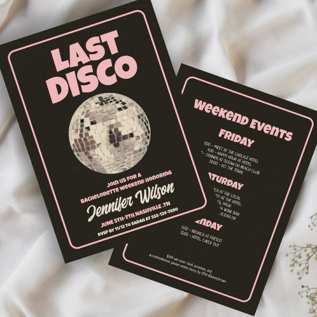 Retro Last Disco Bachelorette Weekend  Invitation (Creator Uploaded)