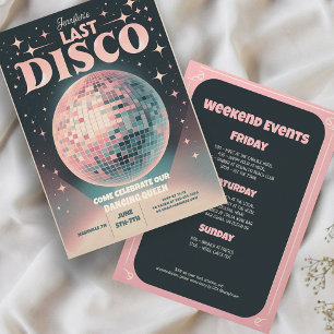 Retro Last Disco Bachelorette Weekend  Invitation