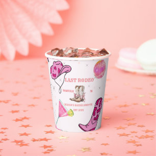 Retro Last Rodeo Cowgirl Western Bachelorette  Paper Cups